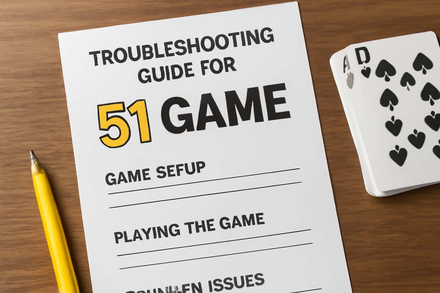 Visual representation of the Troubleshooting Guide for 51 Game.