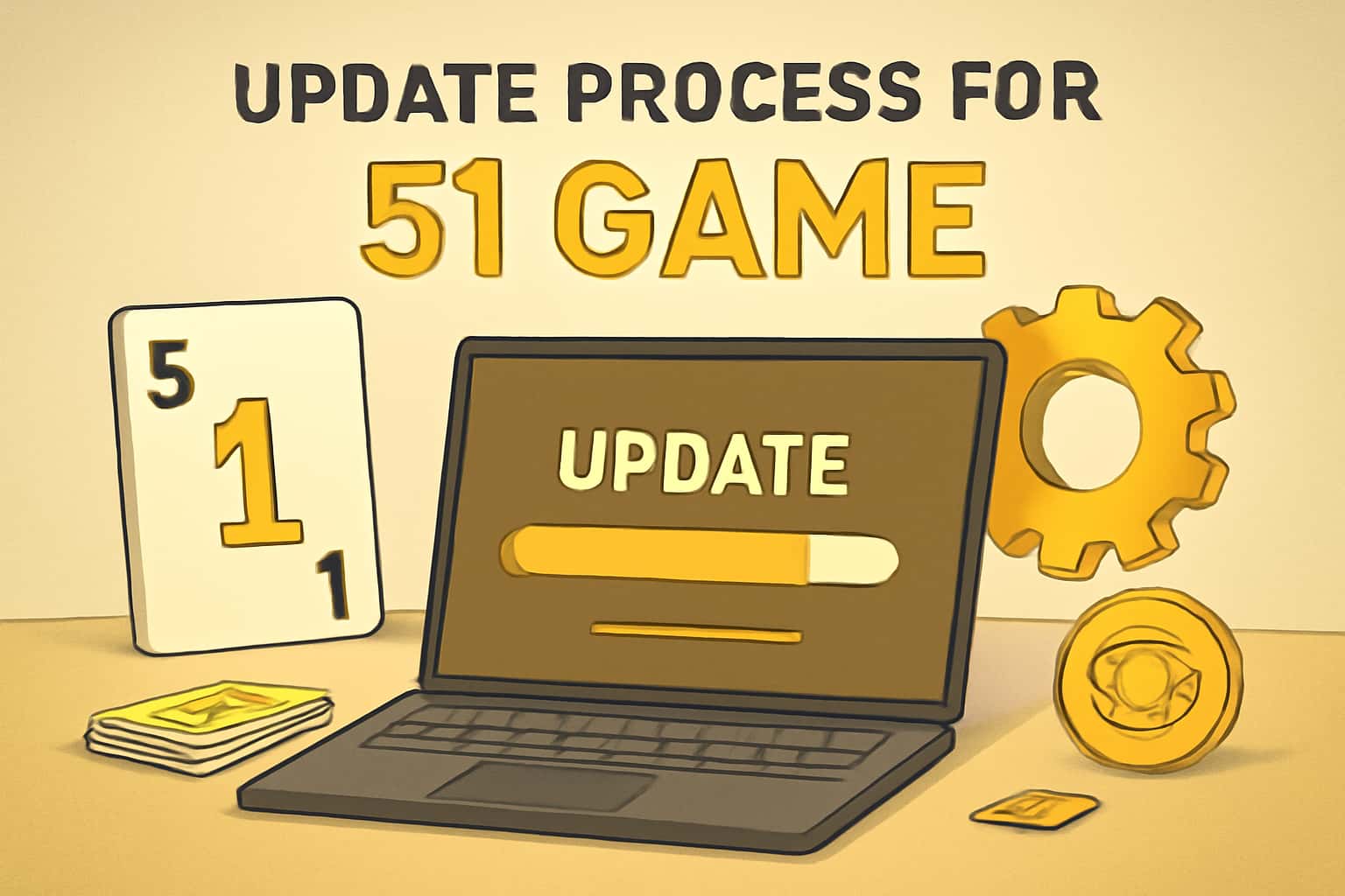 Neutral informational graphic showcasing the update process for 51 Game.