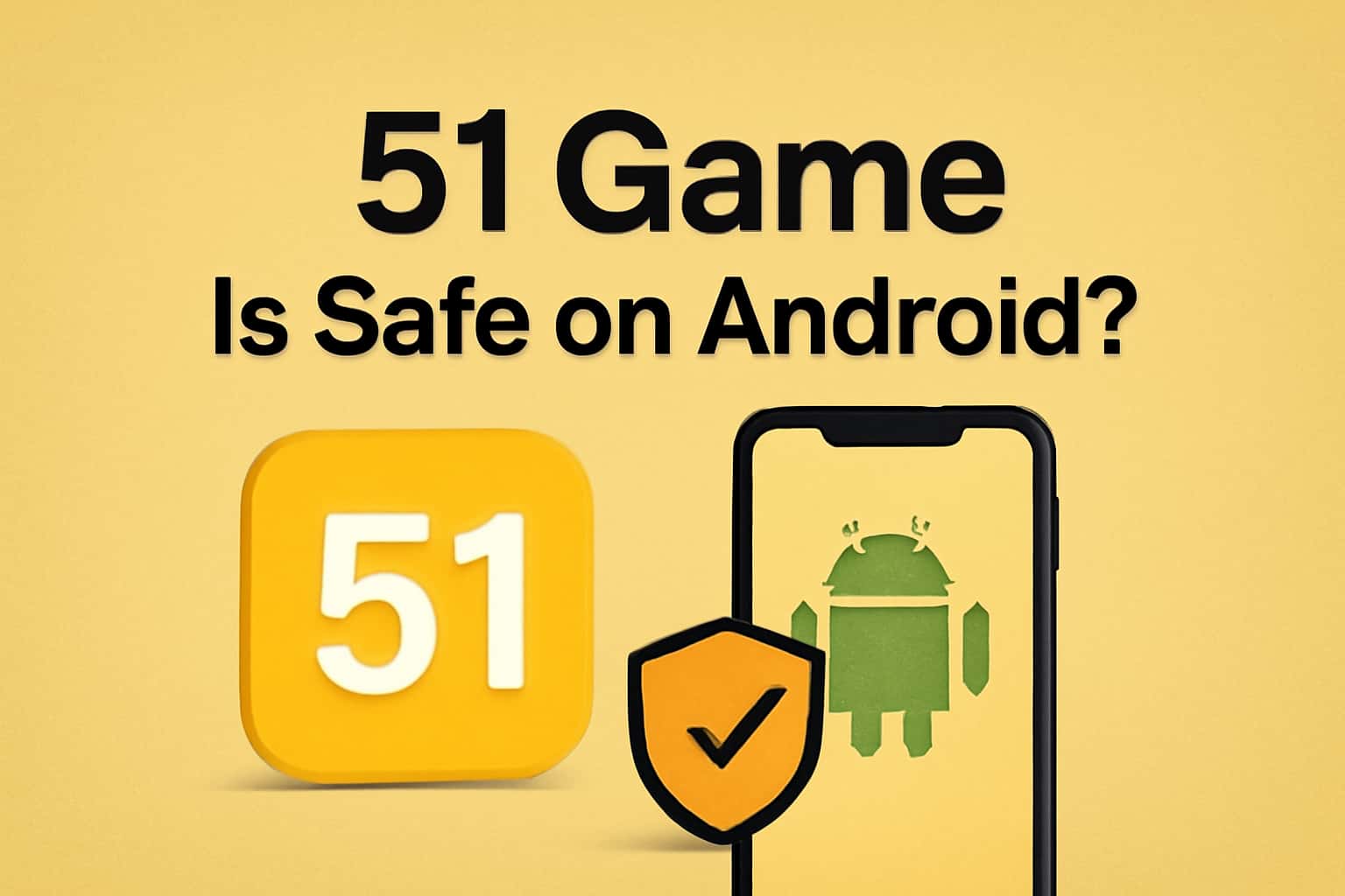 An informational scene illustrating the safety of the 51 Game APK on Android devices.